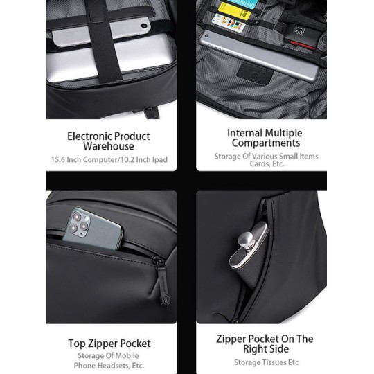 Arctic Hunter B00423 Αδιάβροχη Τσάντα Πλάτης για Laptop 15.6" Μαύρο