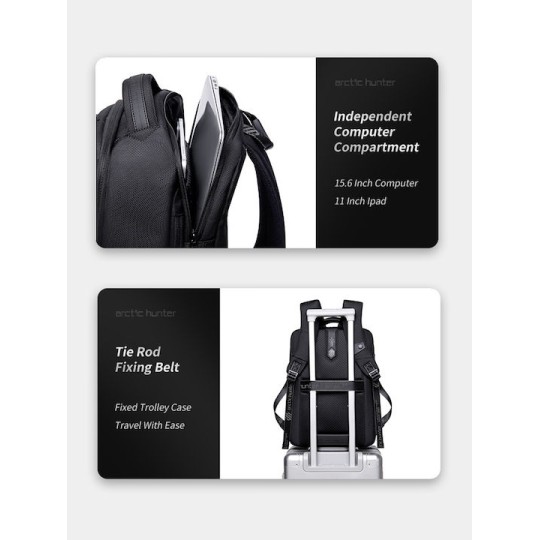 Arctic Hunter B00490 Τσάντα Πλάτης για Laptop 15.6" Μαύρο