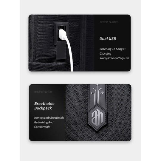 Arctic Hunter B00490 Τσάντα Πλάτης για Laptop 15.6" Μαύρο