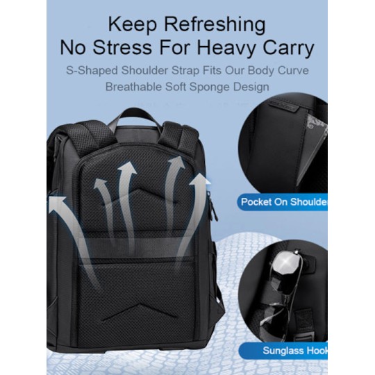 Arctic Hunter Αδιάβροχη Τσάντα Πλάτης για Laptop 15.6" Μαύρο B00558-BK