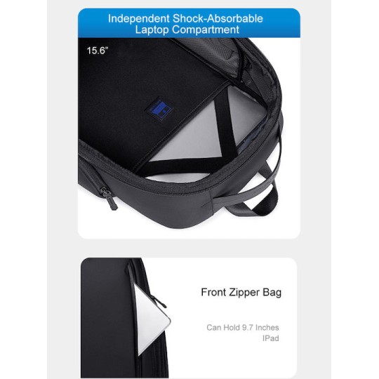 Arctic Hunter Αδιάβροχη Τσάντα Πλάτης για Laptop 15.6" Μαύρο B00554-BK