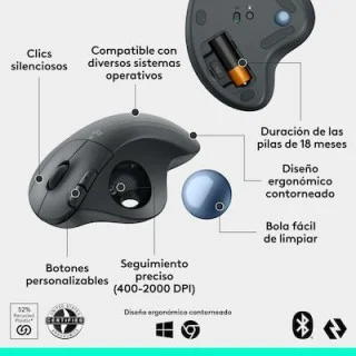 Logitech Ergo M575S Ασύρματο Bluetooth Ποντίκι με Trackball Graphite (910-007029)