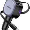 Ugreen Φορτιστής Αυτοκινήτου 75W 1xUSB 1xType-C μαζί με Καλώδιο Ενσωματωμένο Γκρι Χρώμα