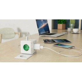 Allocacoc PowerCube 4 Θέσεων με 1 USB-A, 1 USB-C και Καλώδιο 1.5m Γκρι