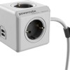 Allocacoc PowerCube 3 Θέσεων με 1 USB-A, 1 USB-C και Καλώδιο 1.5m Γκρι