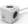 Allocacoc PowerCube 3 Θέσεων με 1 USB-A, 1 USB-C και Καλώδιο 1.5m Γκρι