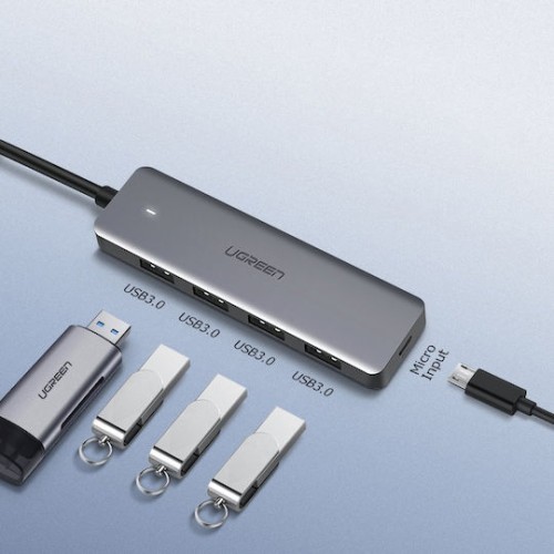 Ugreen CM219 USB 3.0 Hub 5 Θυρών με σύνδεση USB-C Γκρι 70336