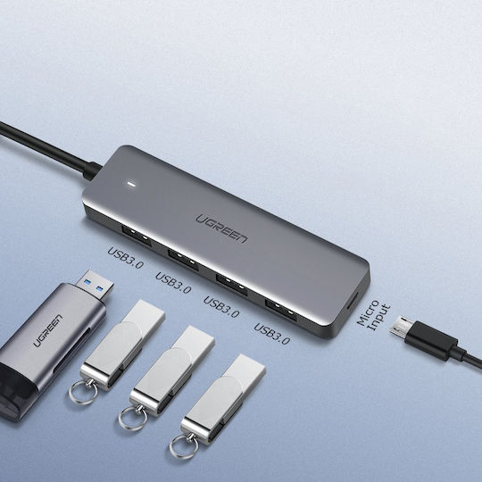 Ugreen CM219 USB 3.0 Hub 5 Θυρών με σύνδεση USB-C Γκρι 70336
