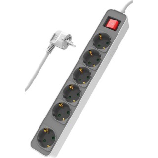 Powertech PT-1058 Πολύπριζο Ασφαλείας 6 Θέσεων με Διακόπτη και Καλώδιο 1.4m Λευκό