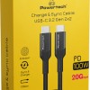 Powertech Braided USB 3.2 Cable USB-C male - USB-C 100W Μαύρο 1m (PTR-0136)