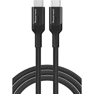 Powertech Braided USB 3.2 Cable USB-C male - USB-C 100W Μαύρο 1m (PTR-0136)