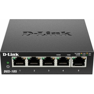 D-Link DGS-105 Unmanaged L2 Switch with 5 Gigabit (1Gbps) Ethernet Ports