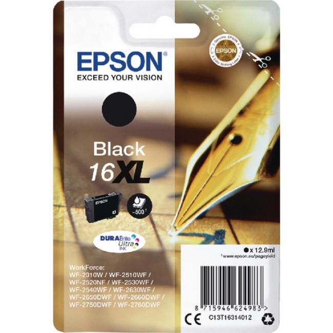 EPSON Μελάνι 16XL Μαύρο (C13T16314012)