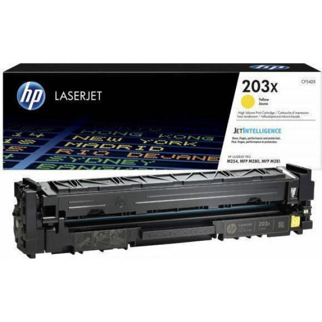 HP 203X Toner Laser Εκτυπωτή Κίτρινο High Yield 2500 Σελίδων (CF542X)