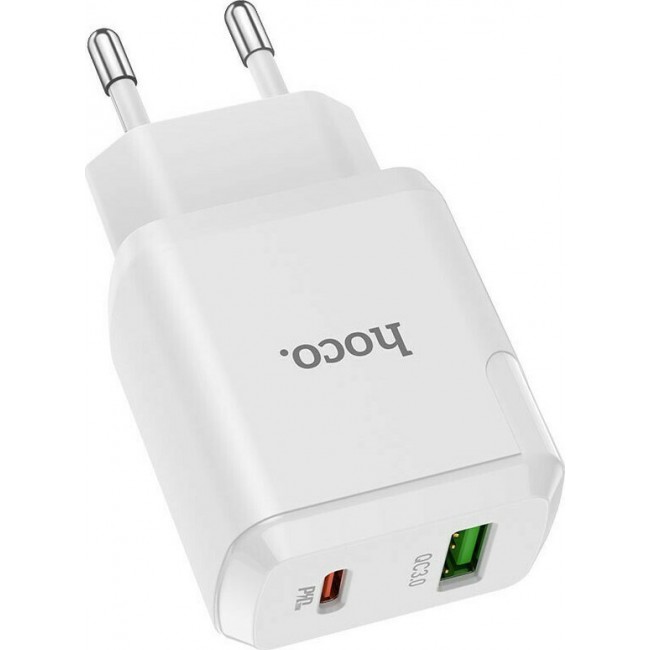 Hoco Φορτιστής Χωρίς Καλώδιο με Θύρα USB-A και Θύρα USB-C 18W Power Delivery / Quick Charge 3.0 Λευκός (N5 Favor)