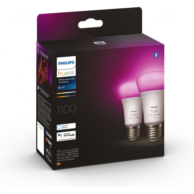 Philips Smart Λάμπες LED E27 RGBW 806lm Dimmable 2τμχ