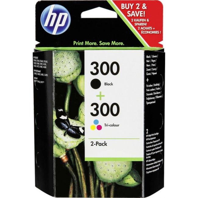 HP 300 Πακέτο 2 Μελανιών Εκτυπωτή InkJet Πολλαπλό (Color) / Μαύρο (CN637EE)