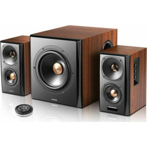 Edifier S360DB Ασύρματα Ηχεία Υπολογιστή 2.1 με Bluetooth και Ισχύ 150W σε Καφέ Χρώμα