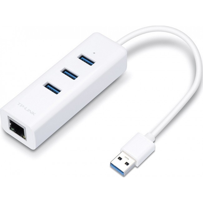 TP-LINK UE330 v2 USB 3.0 Hub 3 Θυρών με σύνδεση USB-A / Ethernet Λευκό