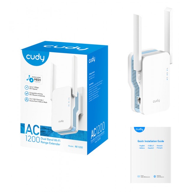 Cudy RE1200 Mesh WiFi Extender Dual Band (2.4 & 5GHz) 1200Mbps