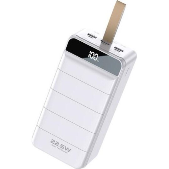 WK WP-269 Power Bank 60000mAh 22.5W με 3 Θύρες USB-A και Θύρα USB-C Power Delivery / Quick Charge 3.0 Minre White