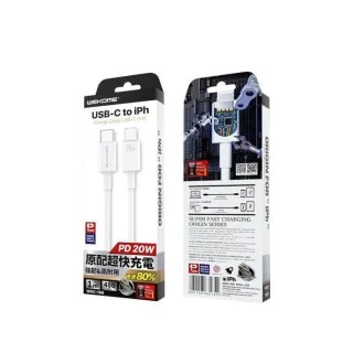 Charging Cable WK 20W PD TYPE-C/i6 White 1m WDC-168 6A Charging Cable WK 20W PD TYPE-C/i6 White 1m WDC-168 6A