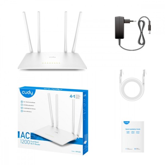 Cudy WR1200 V2.0 Ασύρματο Router Wi-Fi 5 με 5 Θύρες Ethernet Cudy WR1200 V2.0 Ασύρματο Router Wi-Fi 5 με 5 Θύρες Ethernet