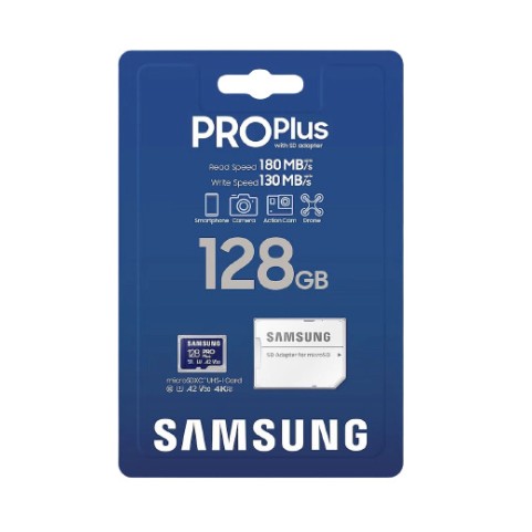 Samsung Pro Plus (2023) microSDXC 128GB U3 V30 A2 UHS-I με αντάπτορα