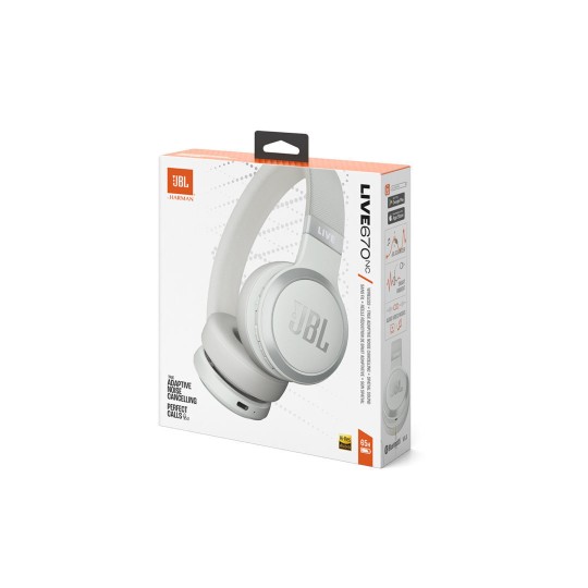 JBL Live 670NC Ασύρματα/Ενσύρματα Over Ear Ακουστικά (Λευκά)