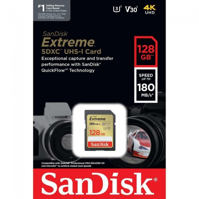 SanDisk 128GB Extreme UHS-I SDXC Memory Card (SDSDXVA-128G-GNCIN)