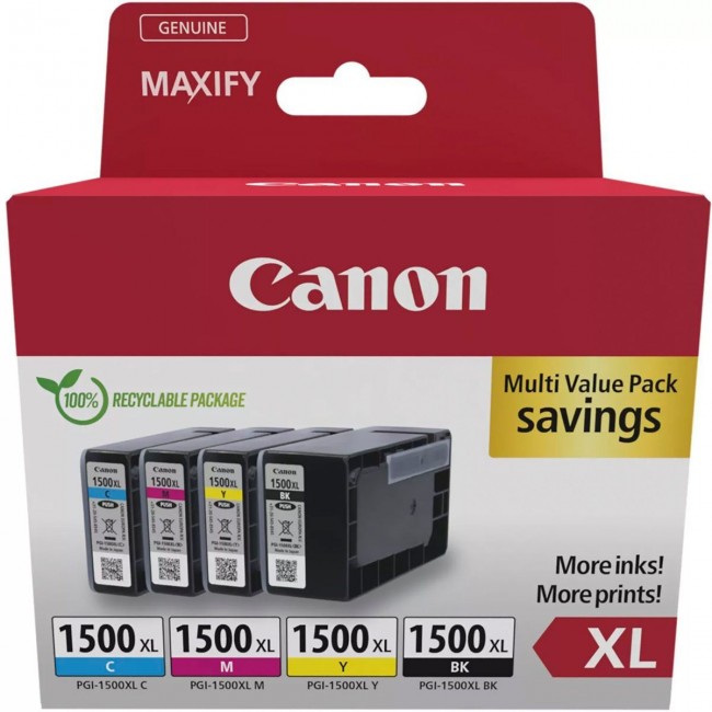 Canon Pgi-1500 Xl Bk C M Πακέτο Μελανιών Εκτυπωτή InkJet Κυανό (9182B010)