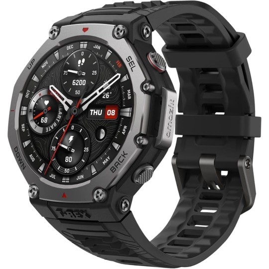 Amazfit T-Rex 3 Stainless Steel Αδιάβροχο Smartwatch με Παλμογράφο (Onyx)