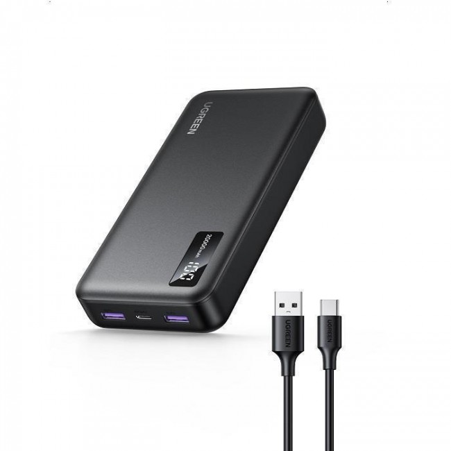 Ugreen PB312 Power Bank 20000mAh 20W με 2 Θύρες USB-A και Θύρα USB-C Μαύρο (340438)