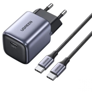 Ugreen Φορτιστής με Θύρα USB-C και Καλώδιο USB-C - USB-C 30W Power Delivery / Quick Charge 3.0 Γκρι (25257)
