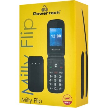 Powertech-Milly Flip PTM-38 Dual SIM Κινητό Μαύρο