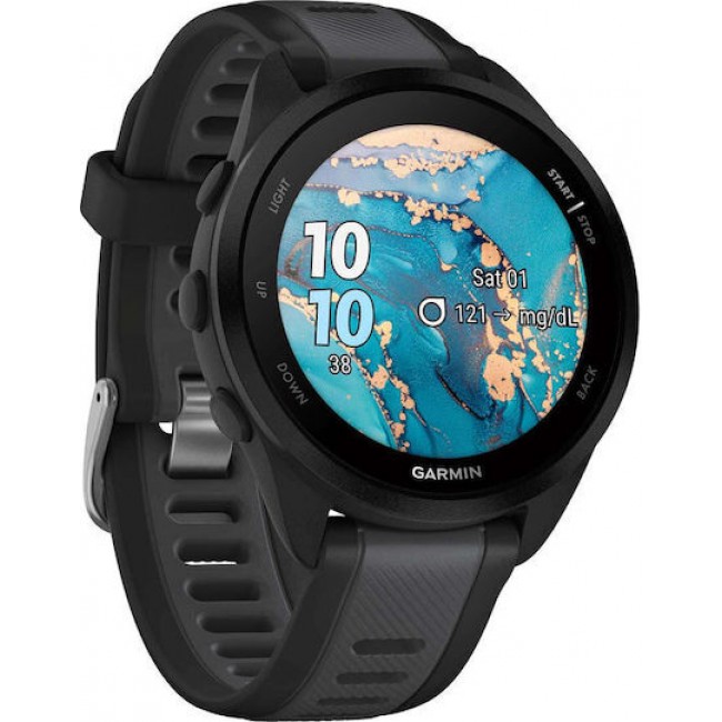 Garmin Forerunner 165 Music 43mm Αδιάβροχο Smartwatch με Παλμογράφο (Black/Slate Gray)