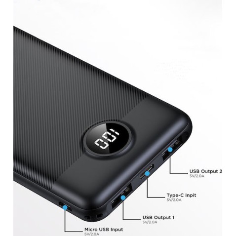 Veger L10 - Power Bank 10000mAh με 2 Θύρες USB-A και Θύρα USB-C Μαύρο