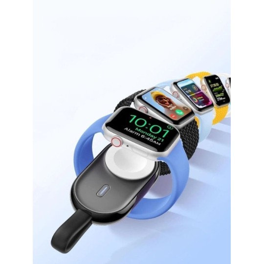 Veger W0102 1200mAh 2.5W Mini Portable Wireless Magnetic Wearable Charger Apple Watch Black