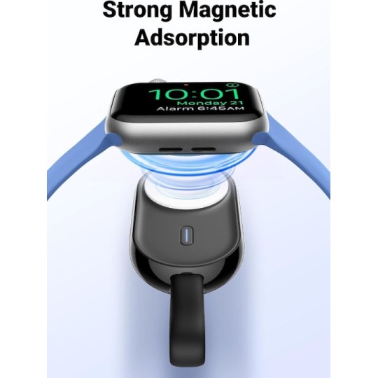 Veger W0102 1200mAh 2.5W Mini Portable Wireless Magnetic Wearable Charger Apple Watch Black