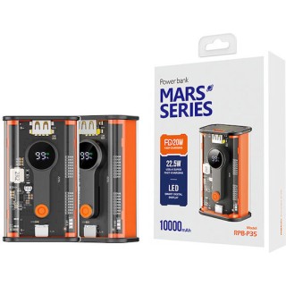 Recci RBP-P35 Mars Series Power Bank 10000mAh 22.5W με Θύρα USB-A και Θύρα USB-C Μαύρο