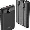 Veger C11 10,000mAh 22.5W PD Digital Display Powerbank With Built In Non-MFI Lightning & USB-C Cable Black