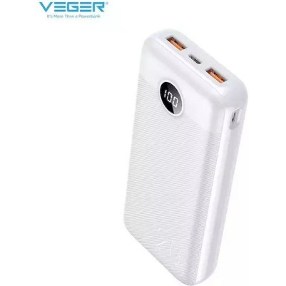 Veger L20S Power Bank 20000mAh 20W με 2 Θύρες USB-A White