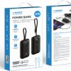 Veger K1 10,000mAh 35W PD Digital Display Powerbank With Built In Non-MFI Lightning & USB-C Cable Black