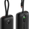 Veger K1 10,000mAh 35W PD Digital Display Powerbank With Built In Non-MFI Lightning & USB-C Cable Black