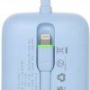 Veger K1 10,000mAh 35W PD Digital Display Powerbank With Built In Non-MFI Lightning & USB-C Cable Sky Blue