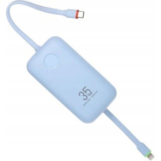 Veger K1 10,000mAh 35W PD Digital Display Powerbank With Built In Non-MFI Lightning & USB-C Cable Sky Blue