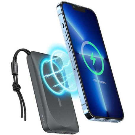 Veger W1151 MagOn Magnetic Wireless Power Bank 10000mAh 15W με Θύρα USB-A και Θύρα USB-C Dark Grey