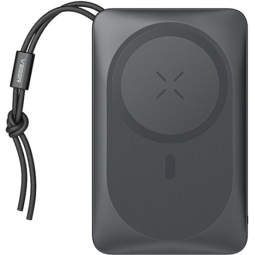 Veger W1151 MagOn Magnetic Wireless Power Bank 10000mAh 15W με Θύρα USB-A και Θύρα USB-C Dark Grey