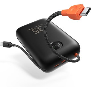 Veger K3 30,000mAh 35W PD Digital Display Powerbank With Built In Non-MFI Lightning & USB-C Cable Black