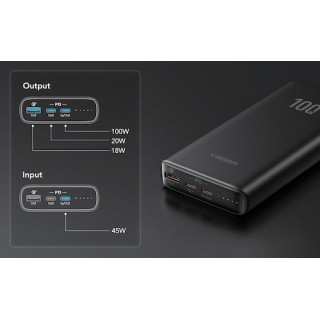 Veger T100 Power Bank 20000mAh 100W με Θύρα USB-A και 2 Θύρες USB-C Power Delivery Μαύρο